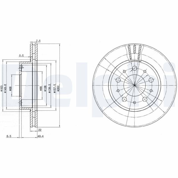 2X Bremsscheibe Delphi BG2425 FüR 945 744 780 740 940 745 Volvo 960 760 704 764-image