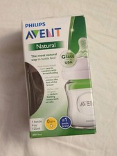 ONE Philips Avent Natural Glass Baby Bottle 4 oz SCF701/17 New Open Box