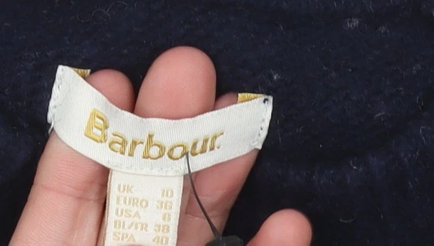 Barbour Womens Blue Striped Wool Jumper Size 10 Crew Neck - Image 4 of 4