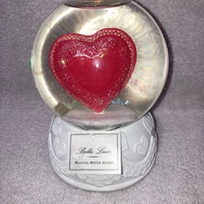 Bella Lux Musical Water Snow Globe Red Heart White Base Plays Spring By Vivaldi