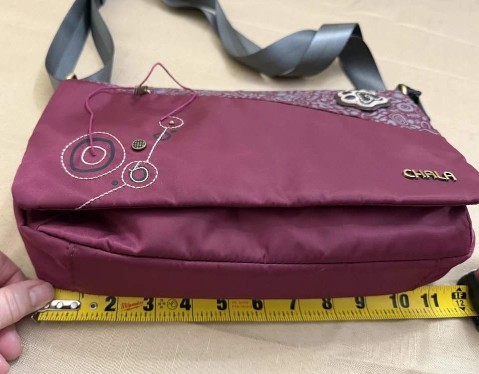 Chala Paw Print Dog Cat  Messenger Bag Burgundy Crossbody RFID Protection Purse - Image 4 of 4