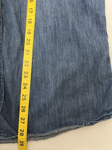 Camicia Lee Denim Perla Snap Adulto Grande Blu Manica Lunga Tasche Western - Foto 7 di 8