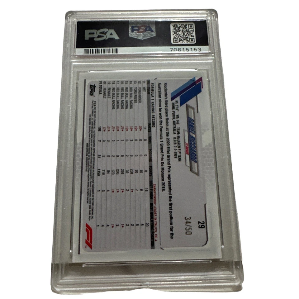 2021 Topps Chrome Formula 1 F1 Daniel Ricciardo PSA 9 #29 Gold Refractor /50 - Image 3 of 4