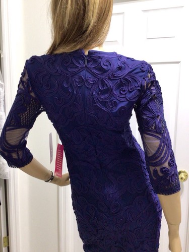 JS COLLECTIONS Size 6 NAVY SOUTACHE LACE SHEATH DRESS NEW RETAIL $350 - Picture 12 of 14