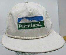 VTG White Farmland Trucker Snapback Hat K Products Baseball Hat Cap USA Made G2