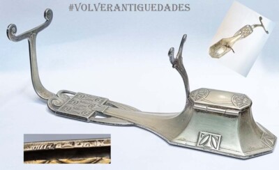 Old Art Deco WMF silver plated hair curling tongs heater