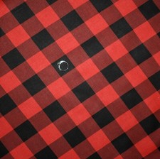 BonEful Fabric FQ Cotton Quilt Red Black Buffalo Plaid 1" Large Block Check Xmas