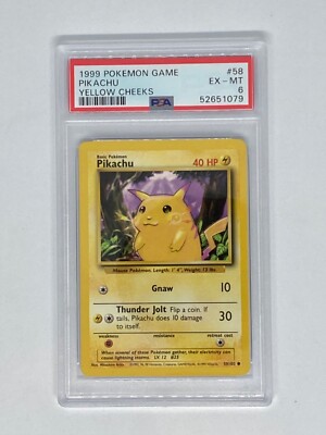 1999 Pokemon Base Set PIKACHU #58 - Yellow Cheeks WOTC - PSA 6 | eBay