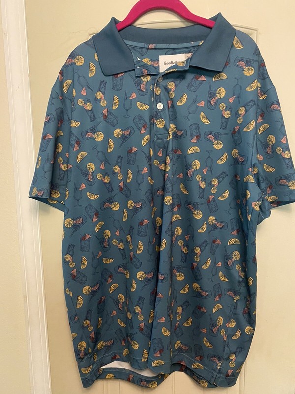 Men’s Goodfellow XL Short Sleeve Orange Lemon Summer Drink Cocktail Shirt