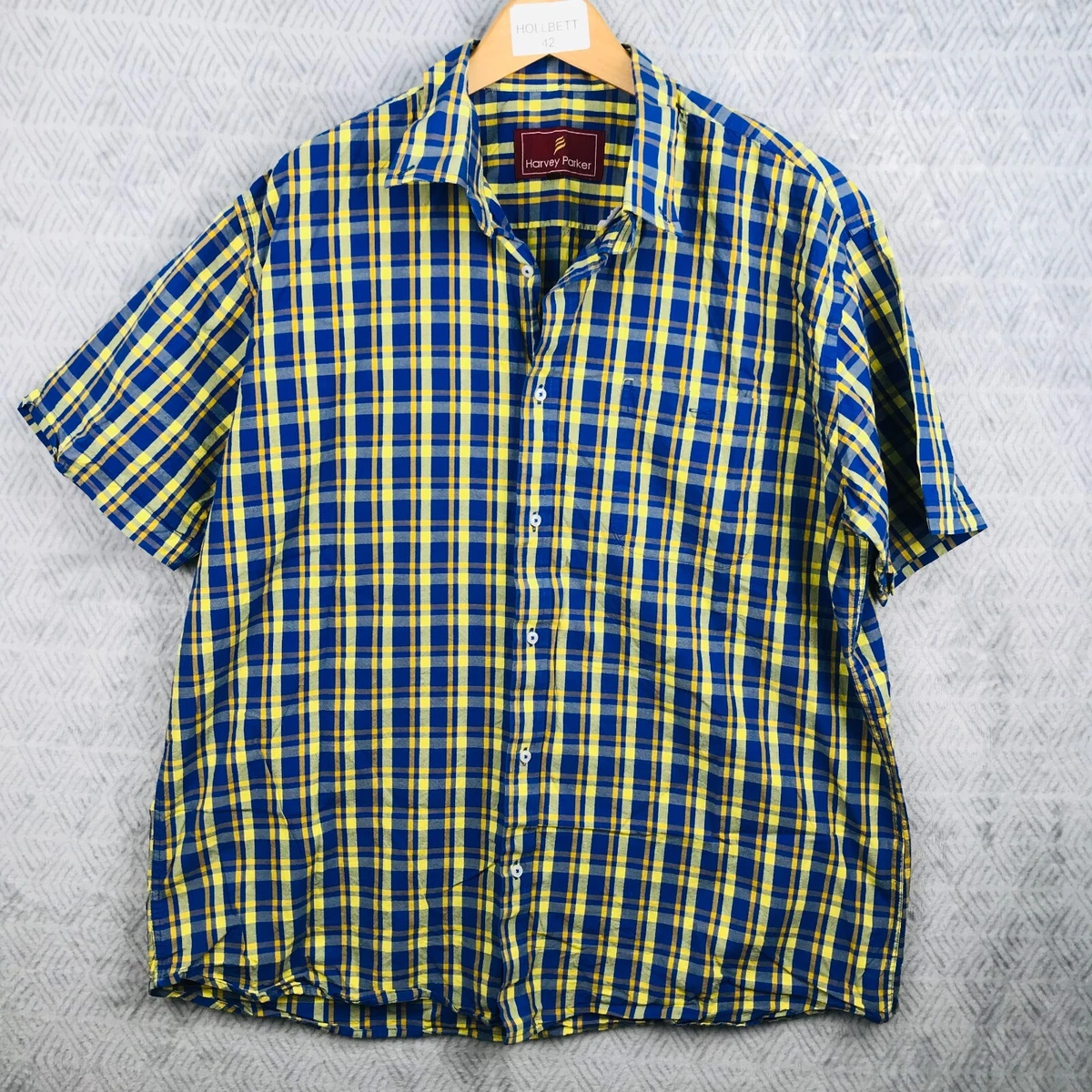 Chemise Homme Coast à Carreaux, Manches Longues, Orange Et Blanc, Taille XXL (98% Coton)