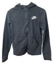Nike Womens Large Black Embroidered Swoosh Logo Cotton Hoodie Sweater Thumb Hole