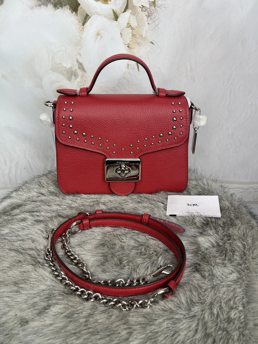Coach Cassidy Crossbody Bag Leather With Rivets Bright Carnival NWTS 398 Sale