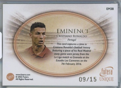 futera ドログバ& ニコラ・ペペ　ジャージカード　/15 2022-23 Cristiano Ronaldo /15 Futera Unique Eminence