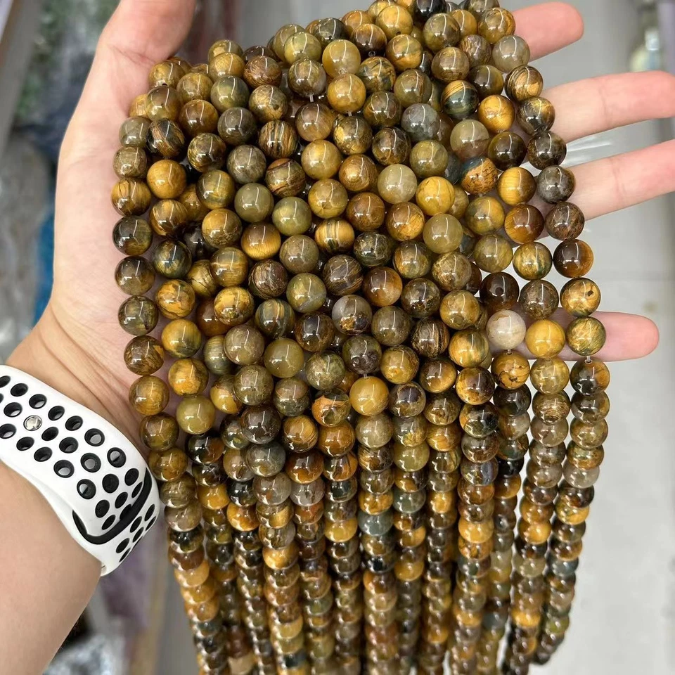 6/10mm Natural Golden Pietersite Stone Round Loose Beads for Jewelry Making DIY - Image 4 of 4