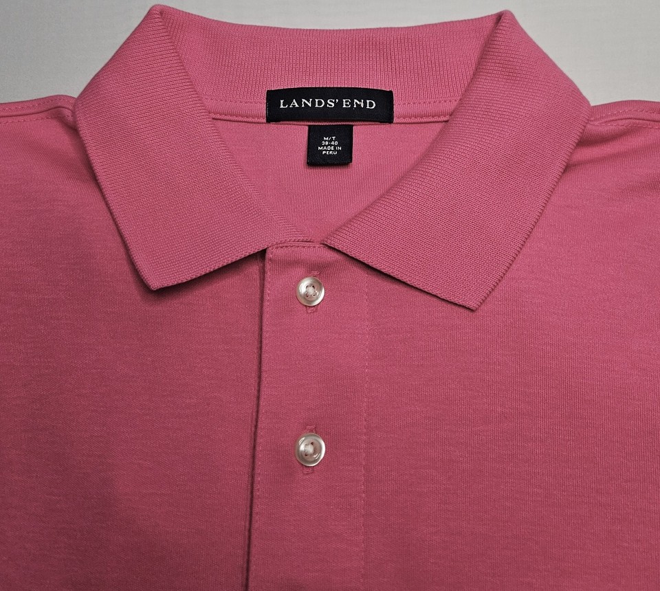Mens Lands' End Pink Pima Cotton Short Sleeve Polo Shirt Medium Tall M/T 3840 eBay