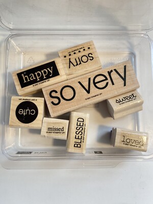 2007 Stampin Up SO VERY Lot 8 RUBBER INK STAMP SET Blessed Happy Sorry Missed
