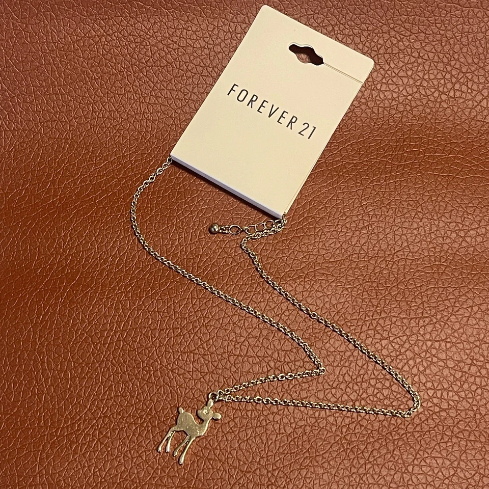 Collar Forever 21 Ciervo Colgante Tono Dorado Ajustable Nuevo Con Etiquetas Foto 2 de 4