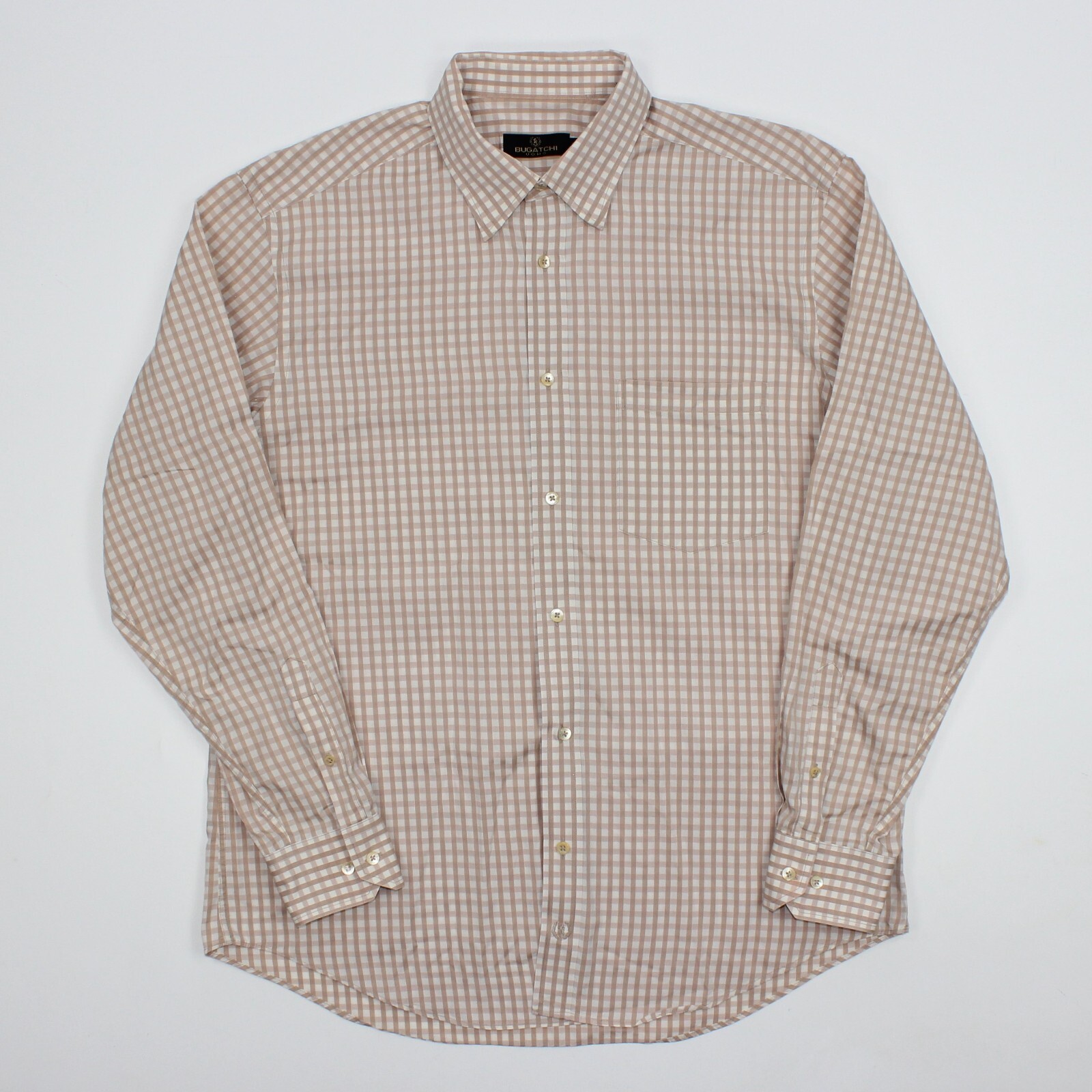 Bugatchi Uomo Button Down Plaid Checked Brown Whi… - image 2