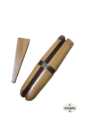 Vintage Maple Wood and Brass Jewlers Ring Clamp With Walnut Wedge Leather Jaws