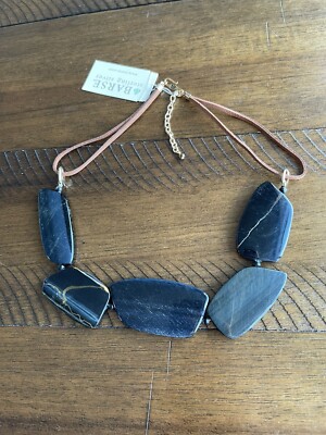 Barse Blue Tigers Eye Bronze Leather Necklace 19 +2 