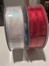 Kirkland Signature Wire Edged Ribbon 50 yards X 1.5 inches Red/White Christmas