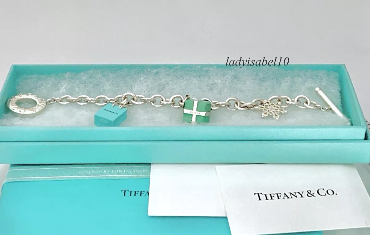 Tiffany & Co. Toggle Bracelet Charm Enamel Gift Box Shop Bag Snow Flake  Silver