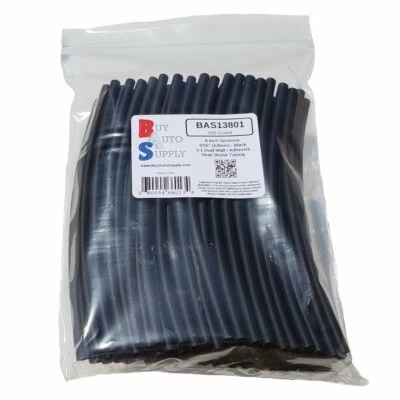 BUY AUTO SUPPLY 3:1 Heat Shrink Tubing 3/16" Black Adhesive Lined Dual Wall - 50ft (100x 6" Pcs)