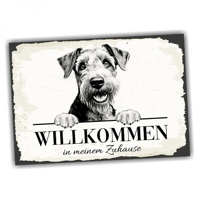 Hundeschild Willkommen Zuhause Airedale Terrier No.1 Dog Schild Spruch Türschild