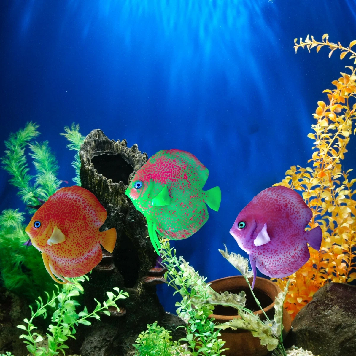 Floating Discus Fish Glowing Effect Aquarium Tank Ornament Decoration Safe