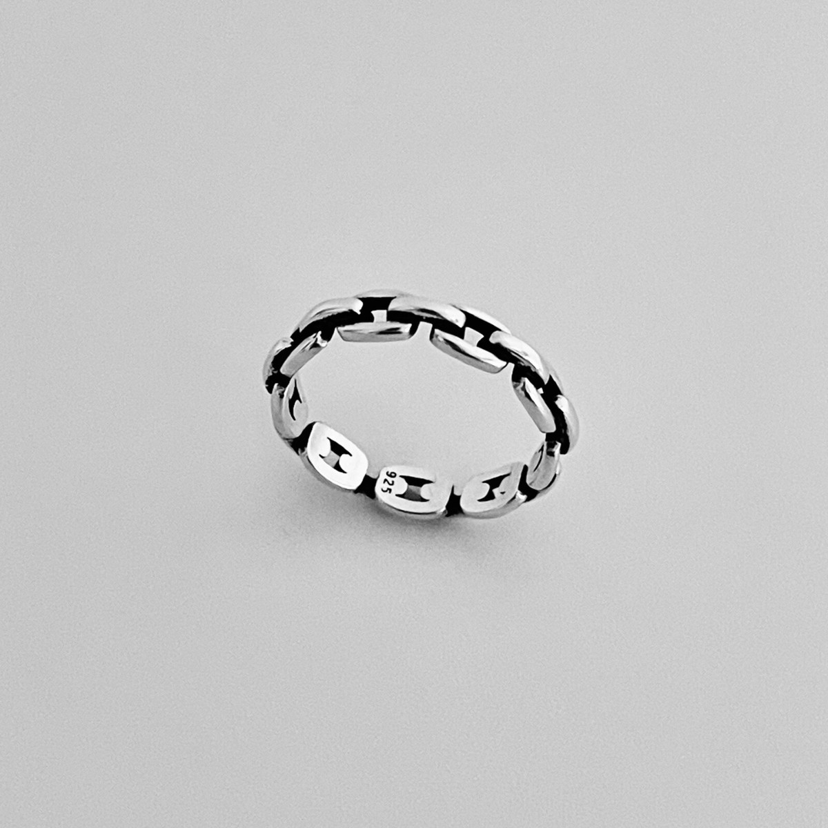 【Vintage】CHAIN LINK 925 SILVER RING 16号 925 Sterling Silver Vintage Mexico Modernist Chain Necklace