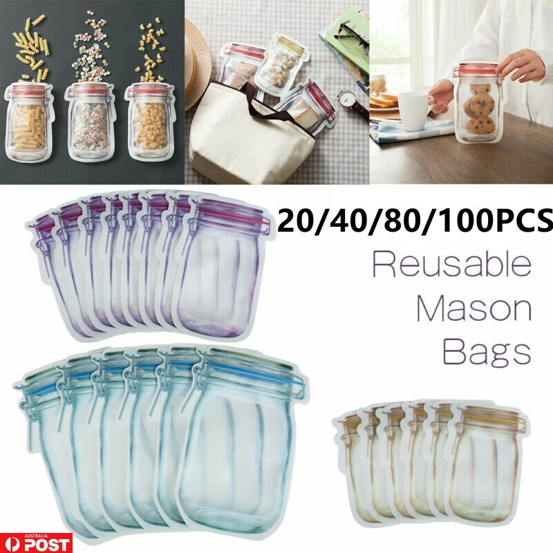 Reusable plastic mason jar bags hot sale