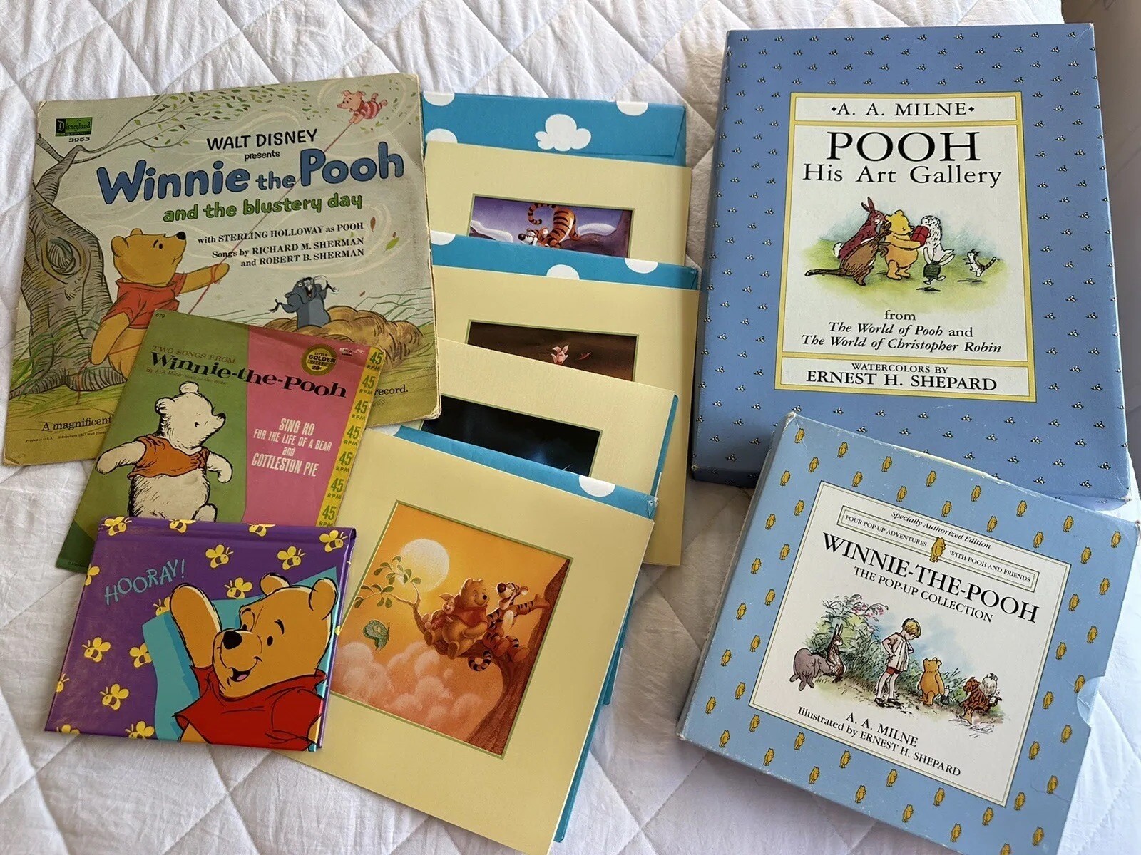 Vintage Winnie the Pooh Classic Collection Lot Art Prints Records