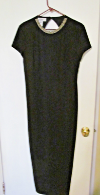Patra Women's Black Long Cocktail Formal Dress Petite Beaded Neckline Size  14 | eBay
