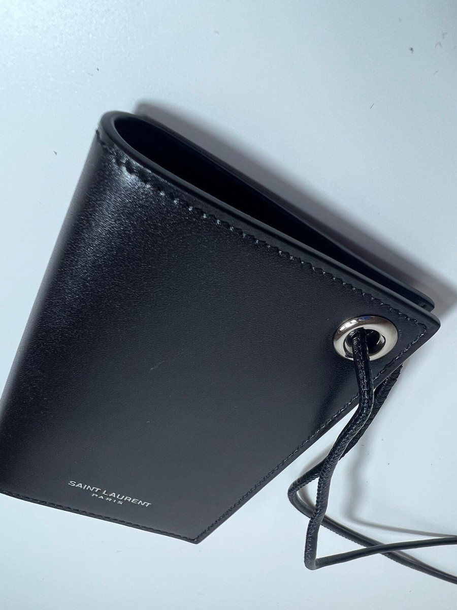 Saint Laurent Smooth Leather Black Lanyard Card Case Wallet | eBay