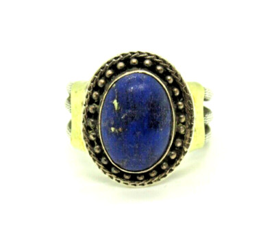 MEGA DESIGNER Ring Lapislazuli 925 Silber 750er Gold 18 Karat Spiralring COOL