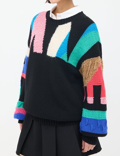 Chanel Egypt Pre-Fall 2019 19A Black & Multi Knit Logo Cashmere Sweater NWT New - Picture 4 of 14
