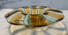 Vintage Murano Italian Art Glass Bowl Green Amber White Circus Tent Stripe Label