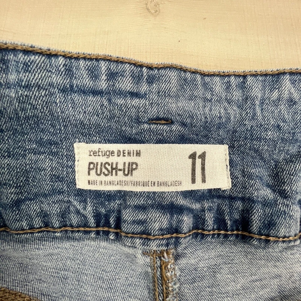 Refuge Womens Shorts 11 Juniors Push Up High Waist Distressed Denim Rolled Cuffs - Image 4 of 4