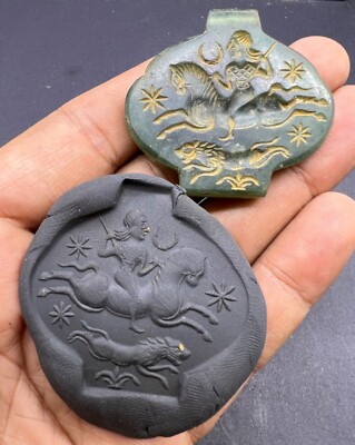 Rare Old Roman Artifact Historical Scene Intaglio Stamp Amulet Pendent
