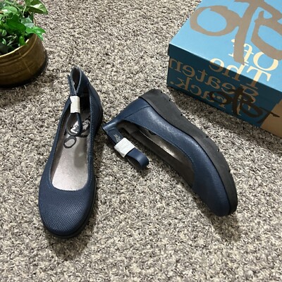 OTBT Scamper Leather Low Wedge Shoes Ankle Strap Size 6.5 M Blue Leather New