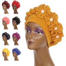 Nigerian Flower Cap Aso Oke African Headtie Auto Gele Women Hijab Hat Head Wrap