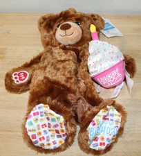 Build-A-Bear Happy Birthday Brown Birthday Bear VI UNSTUFFED and Pink CUPCAKE