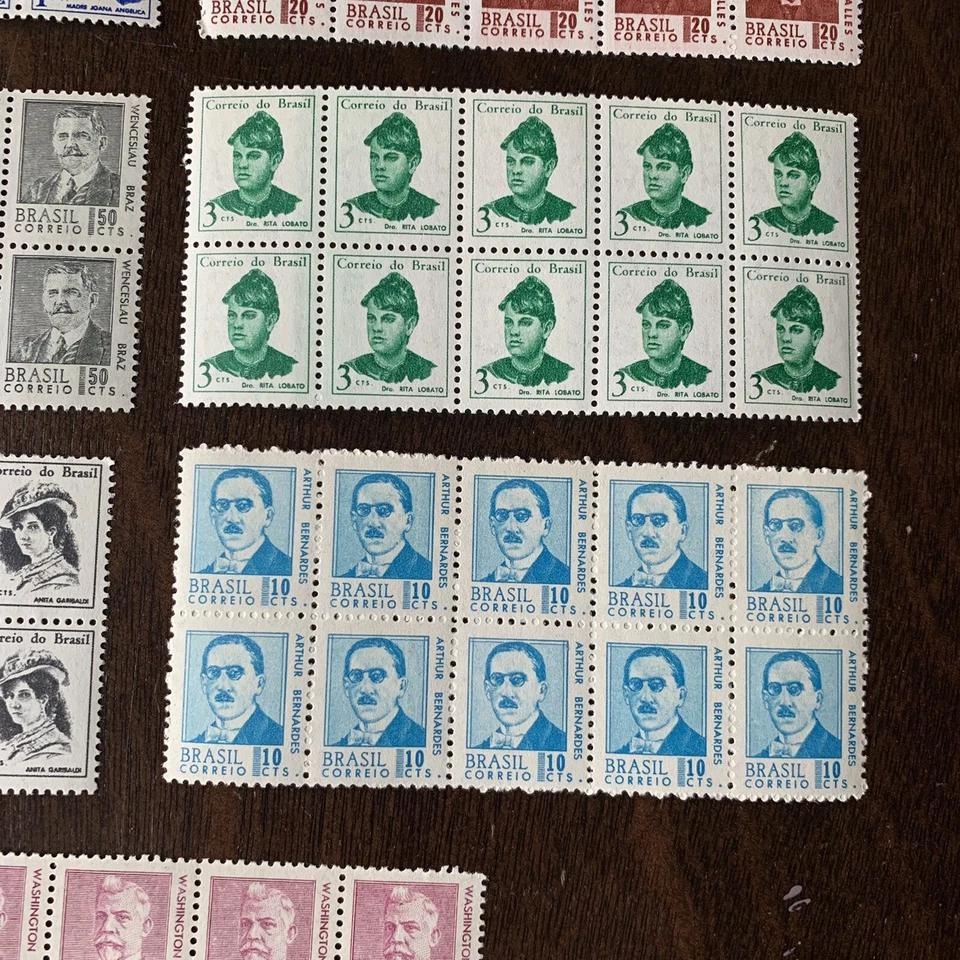 Estampillas de Brasil 1967 como nuevas bloques tiras personalidades famosas muchas con marcas de agua Foto 3 de 4