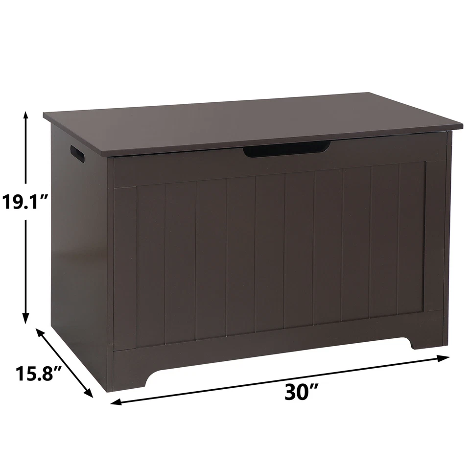 Toy Box Entryway Storage Chest Bench Double Safety Hinge Organizer Furniture  - Image 2 of 4
