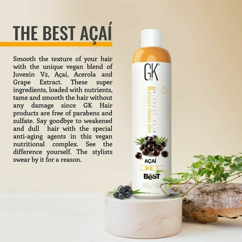 GK HAIR The Best ACAI 300ml Keratin Treatment Brazilian Blowout Straightening - Picture 6 of 8
