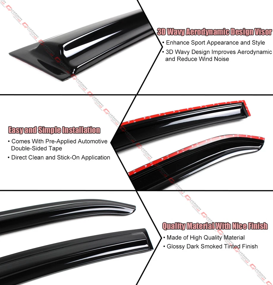 PARA TOYOTA CAMRY SE XV40 2007-2011 3D PUERTA ONDULADA VENTANA VISERA VENTILACIÓN PROTECTOR DE LLUVIA Foto 4 de 4