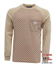 FR Shirts Crewneck 7oz Midweight Flame Resistant Clothing Large Printed Khaki