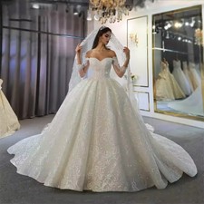 Off Shoulder Wedding Dresses Beading Lace Bridal Gowns Train Vestidos De Novia
