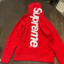 Supreme Red Pullover Hooded Logo Fleece Cotto...