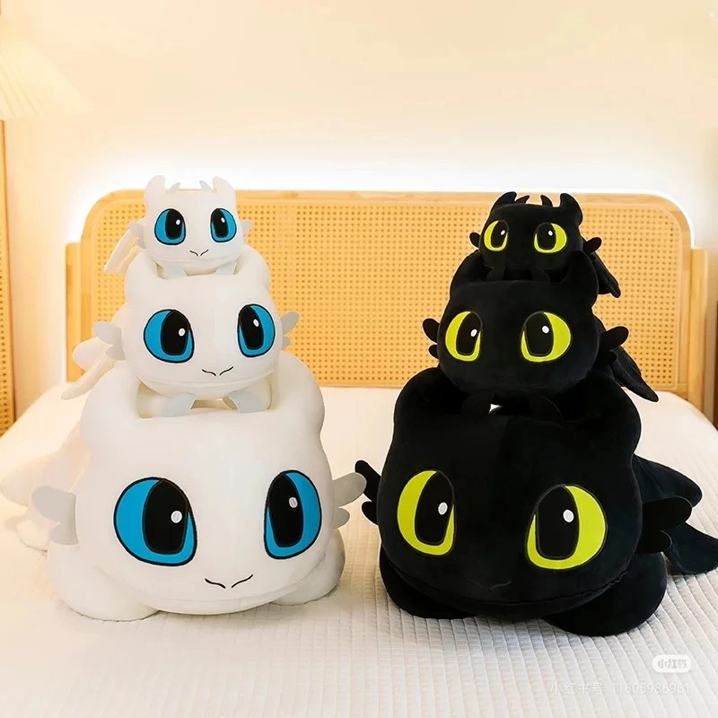 Peluche Drago Trainer Regalo Bambini Giocattolo Furia Buia e Bianca (55-120) foto 2